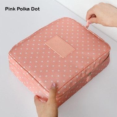 Essential Travel Pouch - Pink Polka Dots