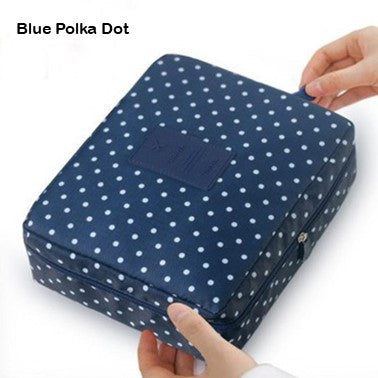Essential Travel Pouch - Blue Polka Dots