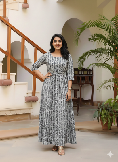 Grey Keri - Maternity Kurti with Feeding Zips - Cotton Flex - Thicker Fabric