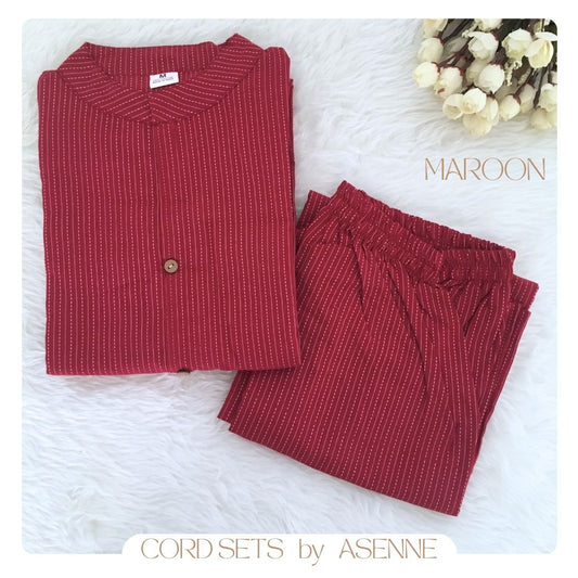 Katha Work - Maroon - Cord Set - Pure Cotton