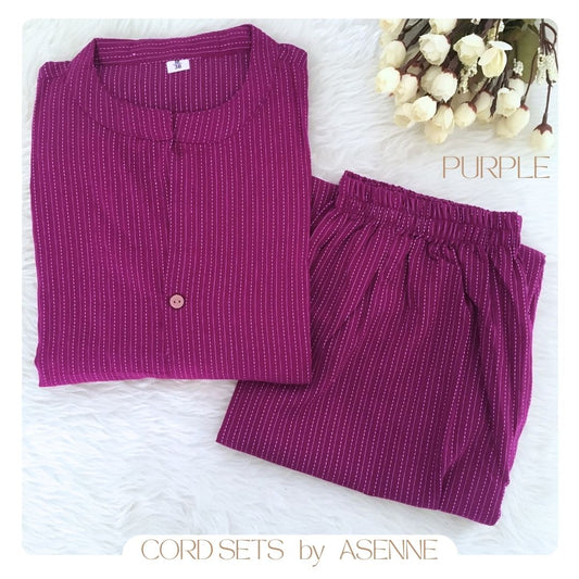 Katha Work - Purple - Cord Set - Pure Cotton