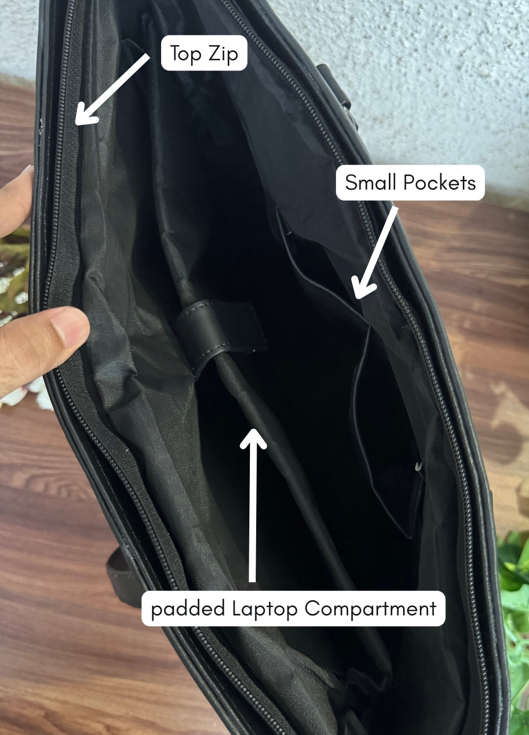 Black Ajrakh - Office & College Tote Bag with Laptop Compartment