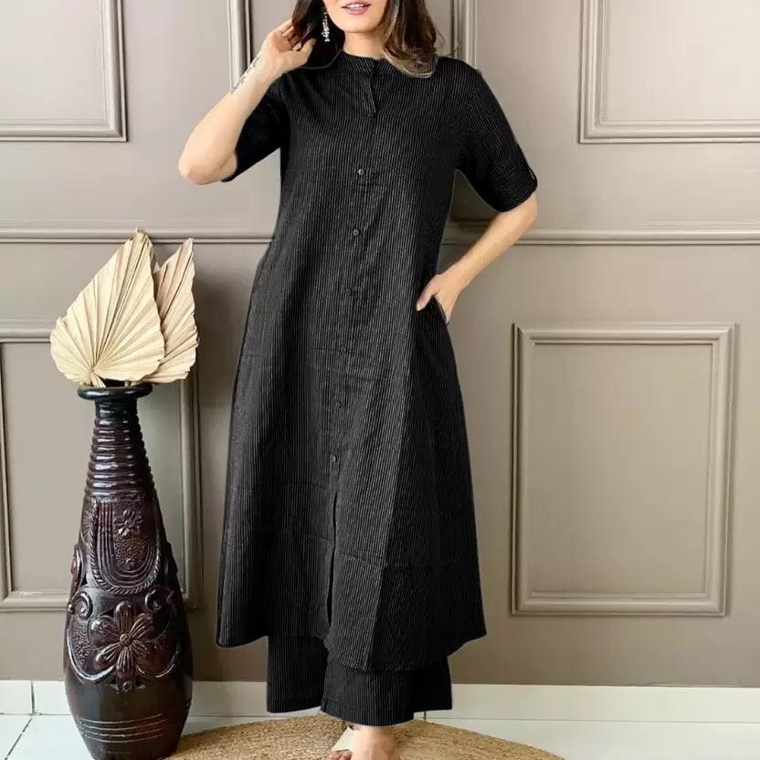 Katha Work - Black - Cord Set - Pure Cotton