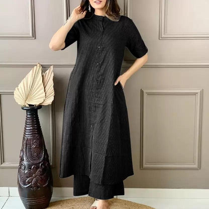 Katha Work - Black - Cord Set - Pure Cotton
