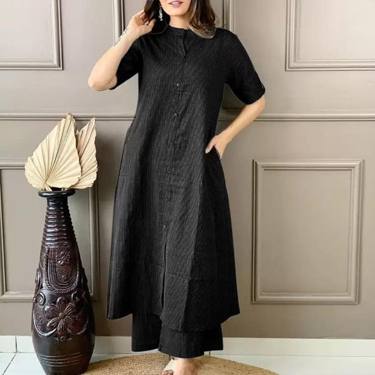 Katha Work - Black - Cord Set - Pure Cotton