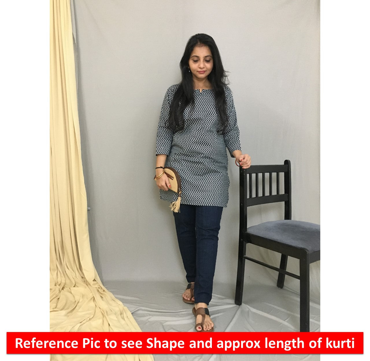 Pure Cotton - Short Kurti - Firozi Katha