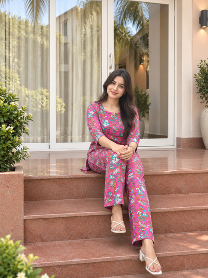 Pink Blue White - Cord Set - Pure Cotton
