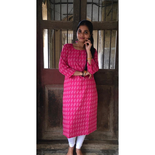 Xrtra Large Size - Pure Cotton Katha Work Kurti - Raani