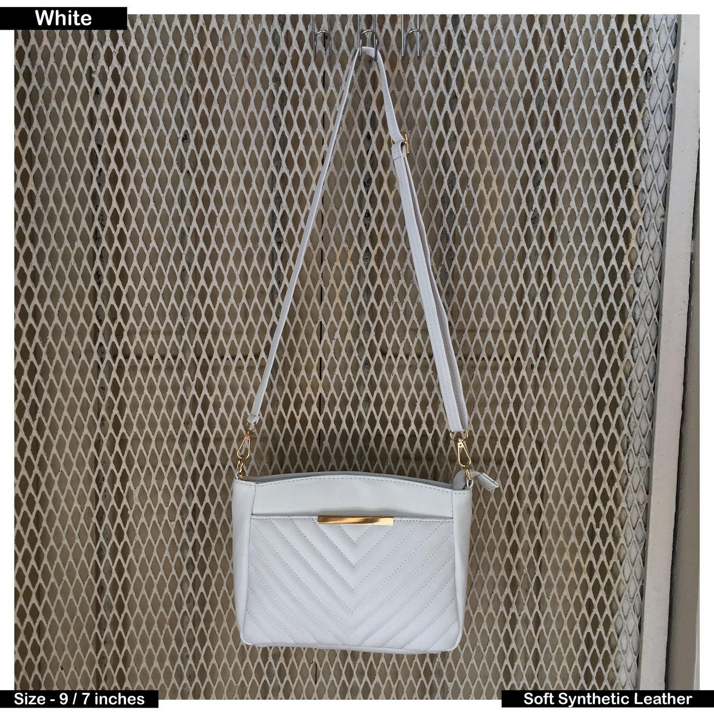 New Quilted Satchel - "Meesa" - White