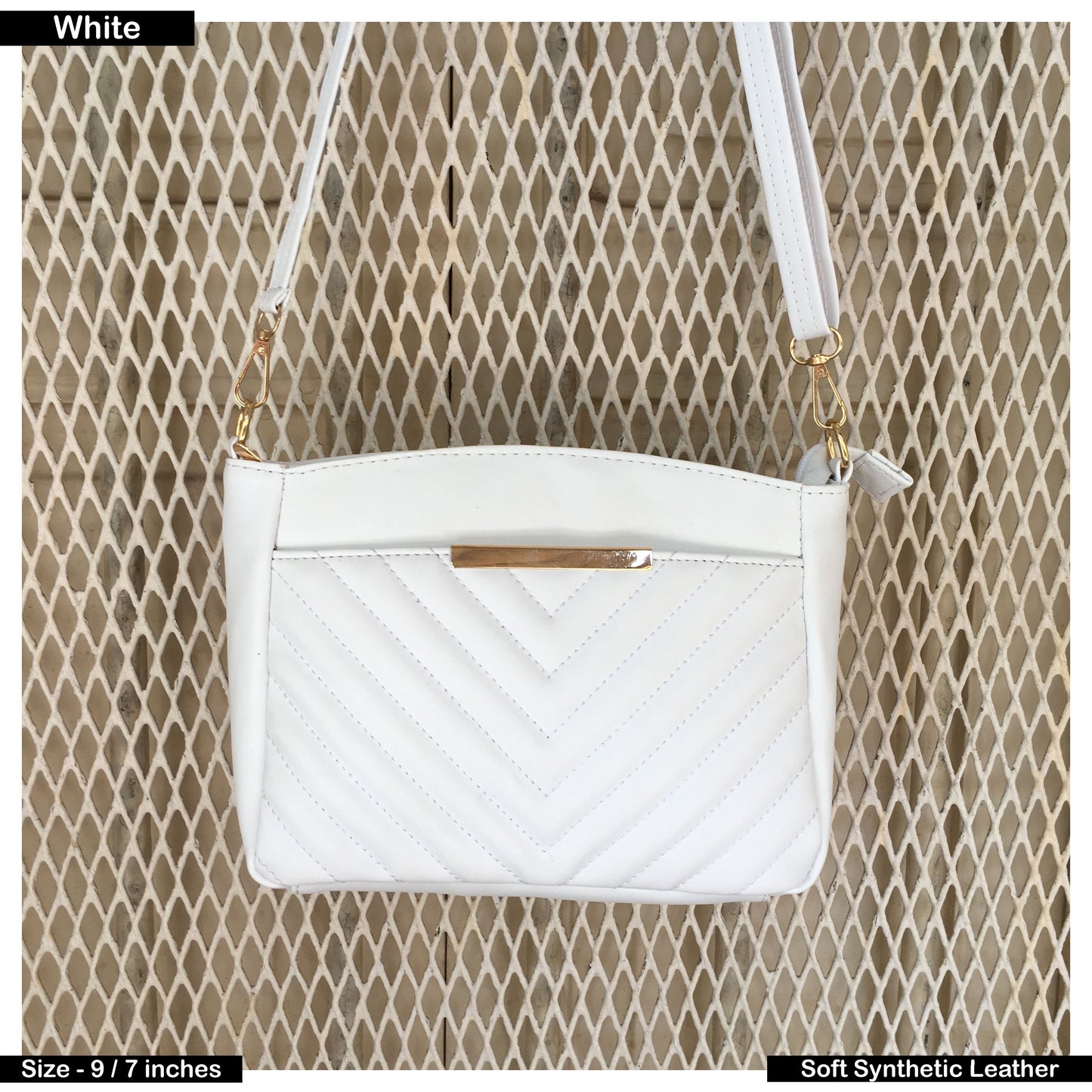 New Quilted Satchel - "Meesa" - White