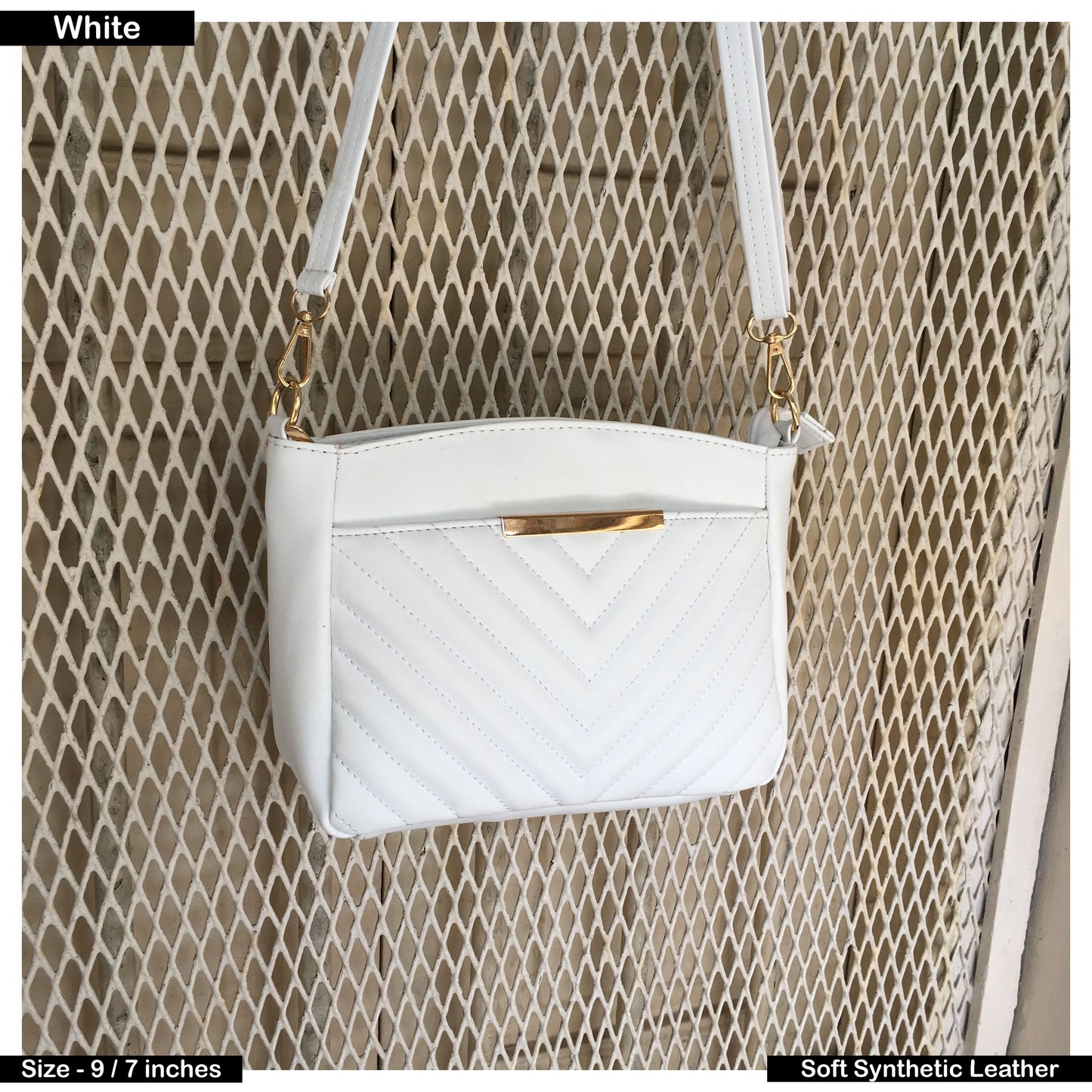 New Quilted Satchel - "Meesa" - White