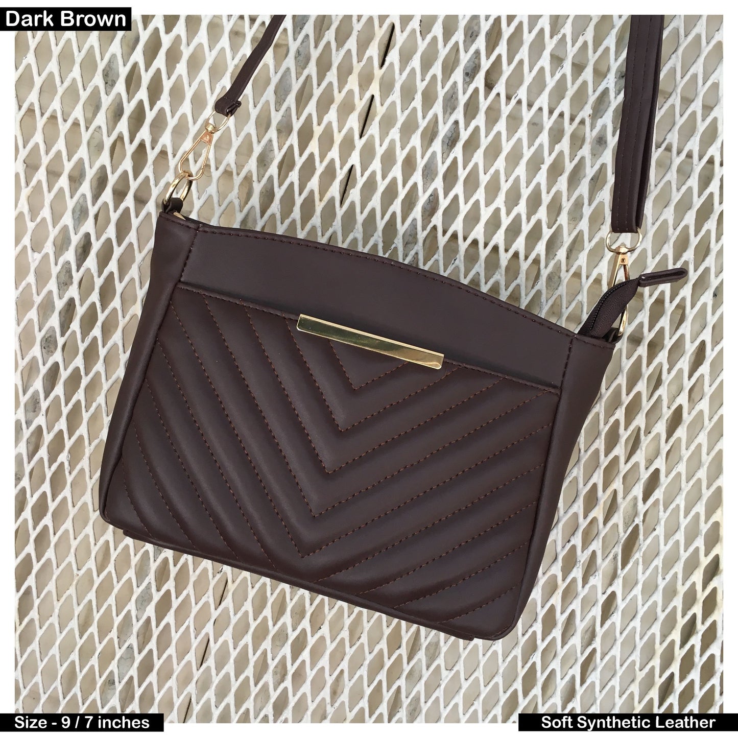 New Quilted Satchel - "Meesa" - Dark Brown