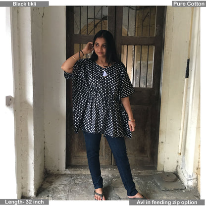 Kaftan - Black Tikli - Trendy Short Kaftan Tops