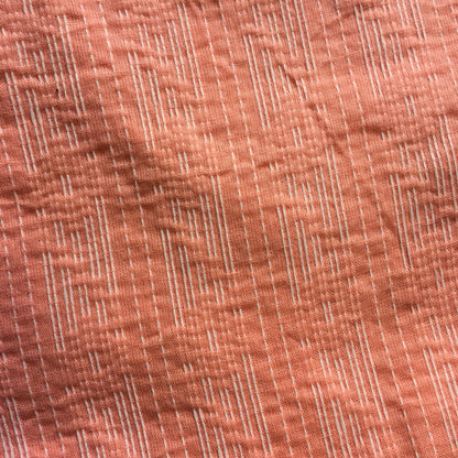 Peachy Pink Katha - Pure Cotton Sleeveless Kurti - with Extra Sleeves