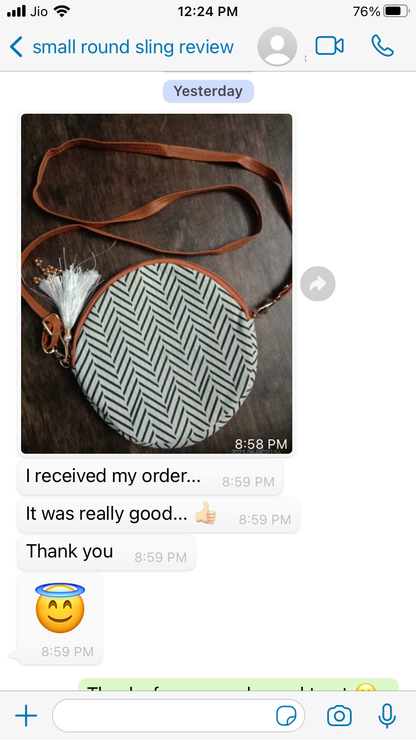 Off White Criss Cross Print Cute Round Sling - Small size