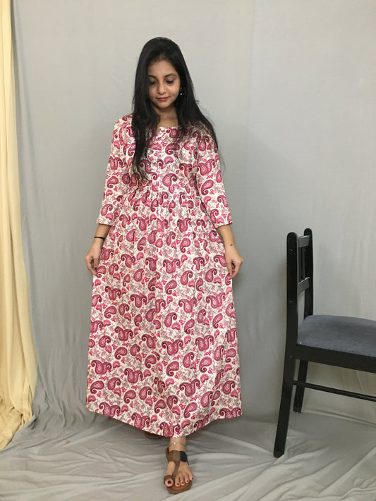 Raani Keri Print - Maternity Kurti with Feeding Zips