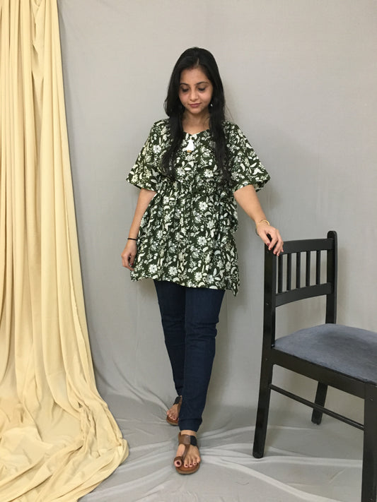 Kaftan - Green Forrest  - Trendy Short Kaftan Tops