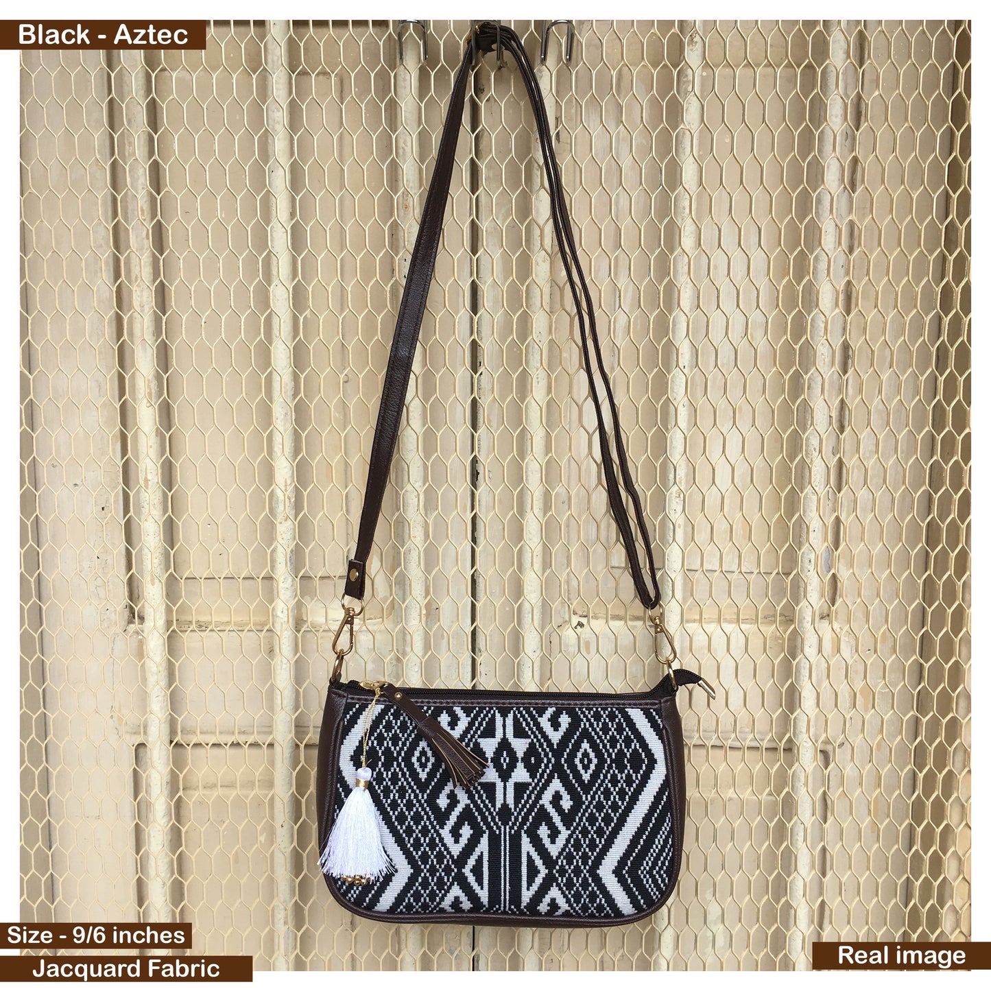 AMARA - Shoulder Bag Cum Sling - Black Aztec