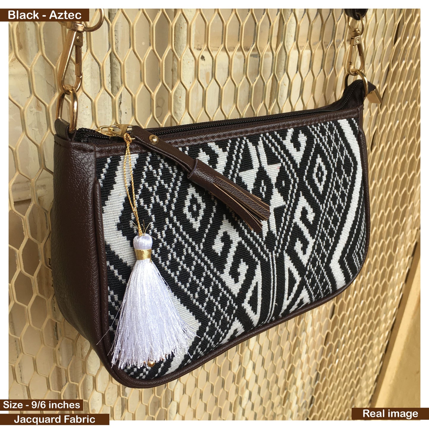 AMARA - Shoulder Bag Cum Sling - Black Aztec