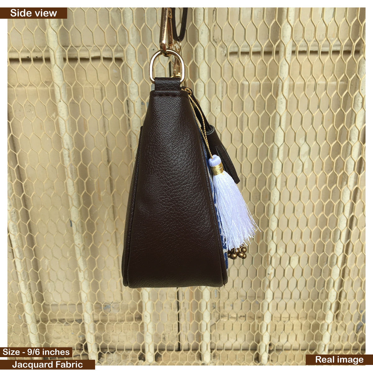 AMARA - Shoulder Bag Cum Sling - Cream & Blue African Print