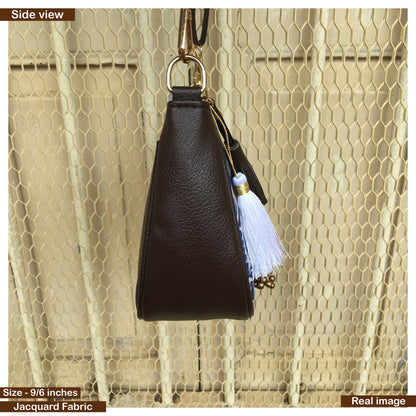 AMARA - Shoulder Bag Cum Sling - Cream & Blue African Print
