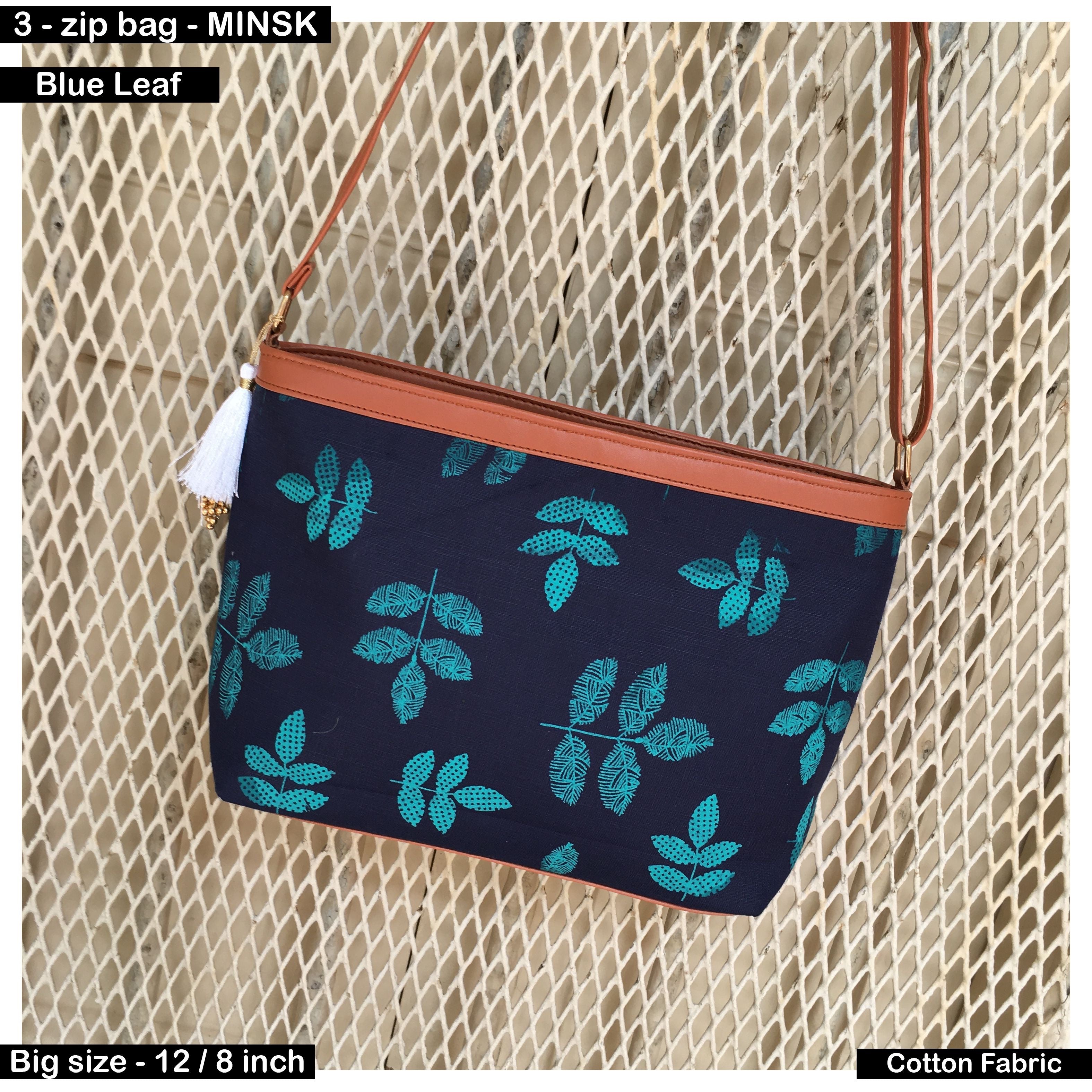 Minsk 3 zip Big size Sling Bag Blue Leaf Asenne