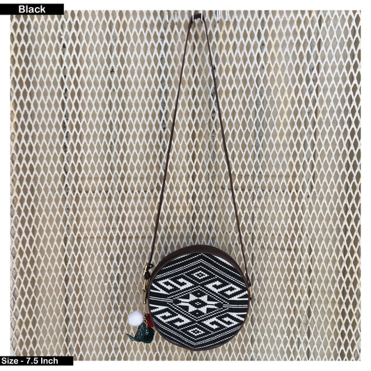 Circle Shape Boho Sling - Black Aztec