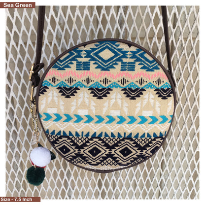 Circle Shape Boho Sling - Sea Green
