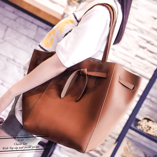 Super Popular Bow knot style big size tote combo bag with a pouch.