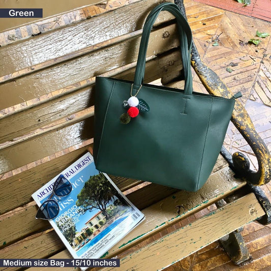 Medium size tote with Leaf Keychain