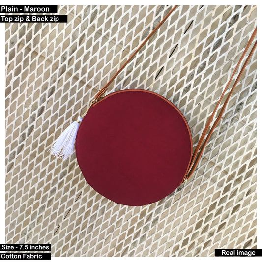 Maroon Plain Cute Round Sling - Small size