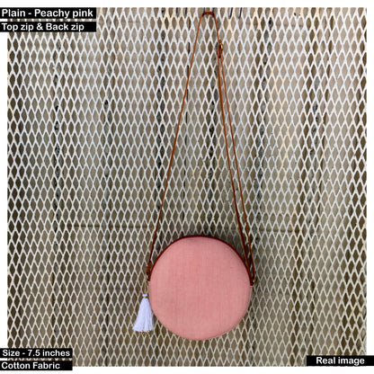 Peachy Pink Plain Cute Round Sling - Small size
