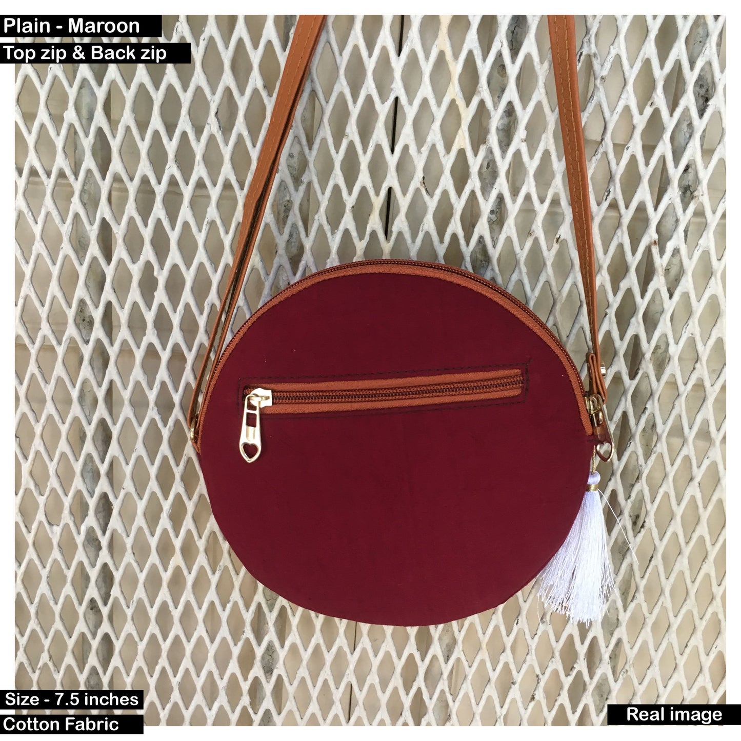 Maroon Plain Cute Round Sling - Small size